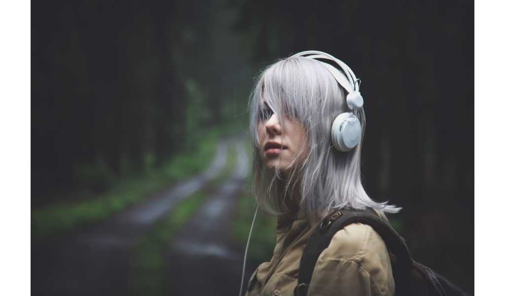 woman with headphones