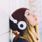 woman wearing headphones